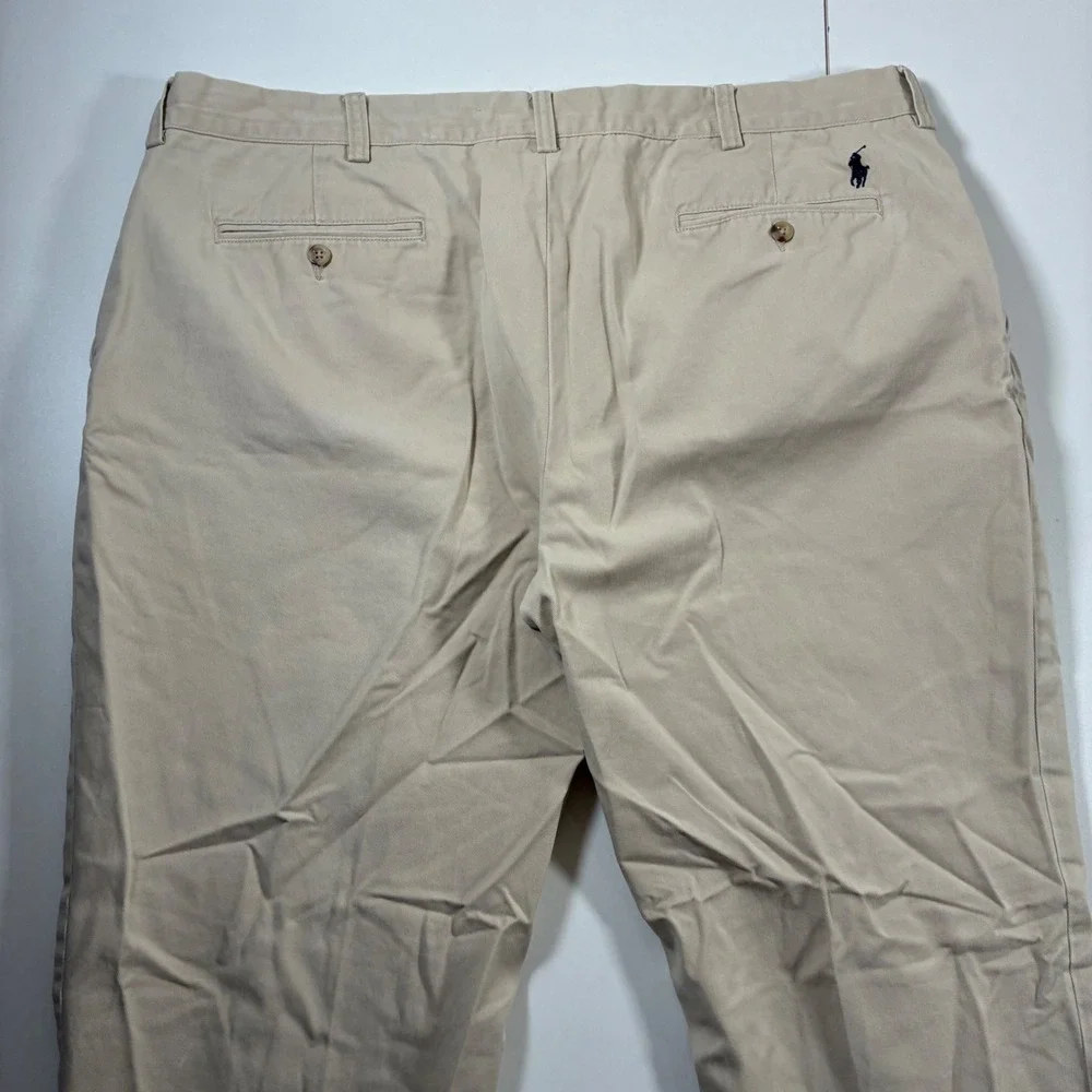 Vintage Polo Ralph Lauren Suffield Pant 42x32 Khaki Cotton Cuffed Chino 90s